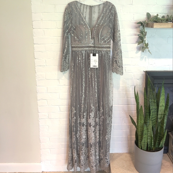 MAC DUGGAL Floral Embroidered Long Sleeve Gown - Picture 6 of 10